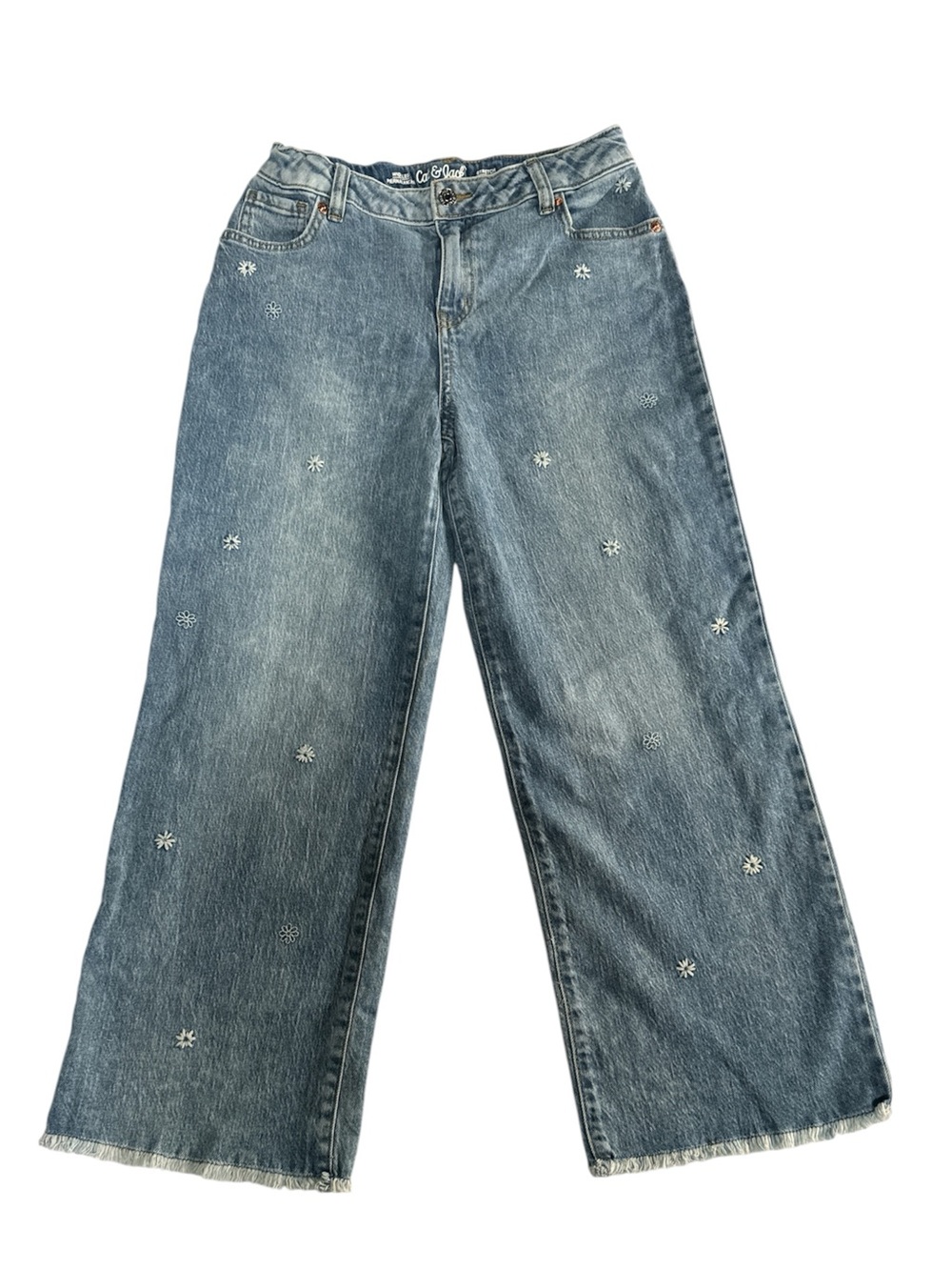 Cat & Jack Blue Wide-Leg Embroidered Jeans NWOT